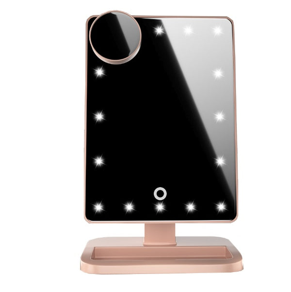 Touch Screen LED Makeup Mirror with Bluetooth Speaker & 10X Magnification