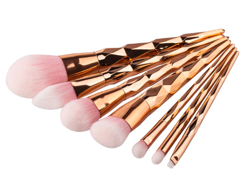 Luxe 7-Piece Diamond Makeup Brush Set – Foundation & Precision Tools