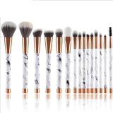 15-Piece White Marble Makeup Brush Set – Professional Beauty Kit for Flawless Application
