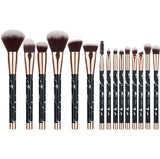 15-Piece White Marble Makeup Brush Set – Professional Beauty Kit for Flawless Application