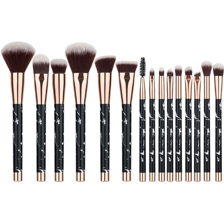 15-Piece White Marble Makeup Brush Set – Professional Beauty Kit for Flawless Application