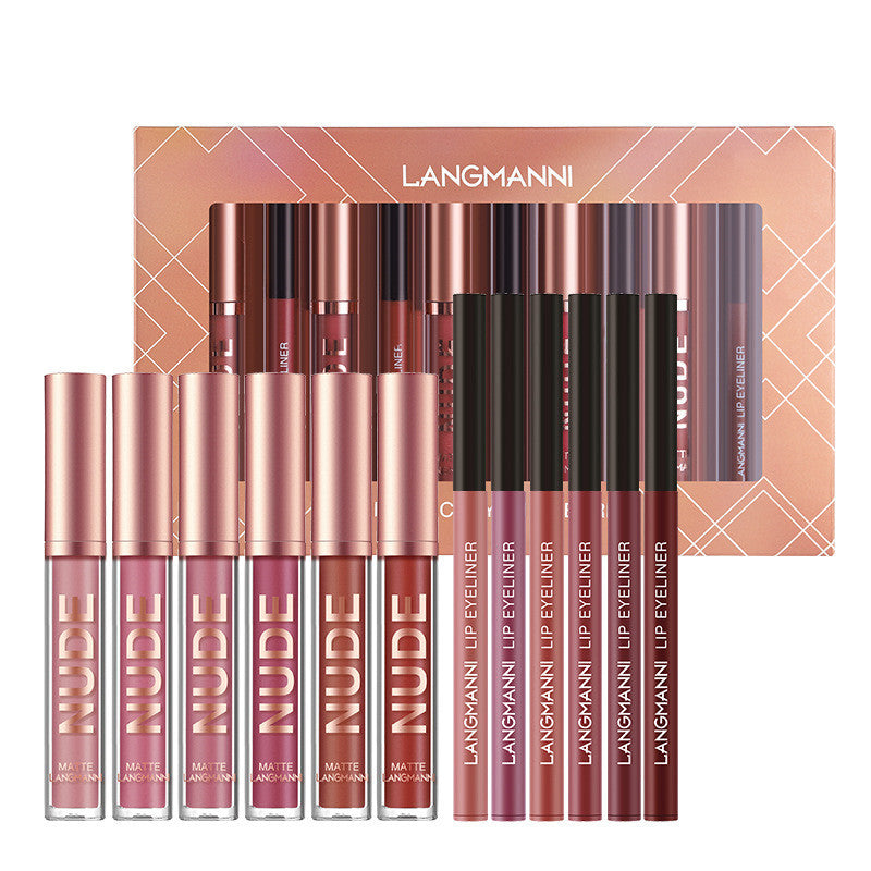 12-Piece Matte Lipstick & Lip Liner Set – Long-Lasting, Moisturizing & Kiss-Proof