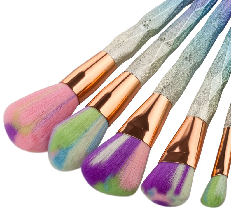 Luxe 7-Piece Diamond Makeup Brush Set – Foundation & Precision Tools