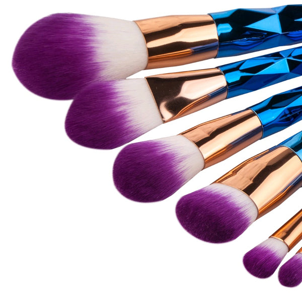 Luxe 7-Piece Diamond Makeup Brush Set – Foundation & Precision Tools