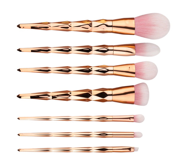 Luxe 7-Piece Diamond Makeup Brush Set – Foundation & Precision Tools