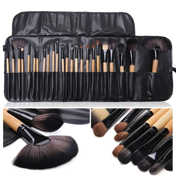 24-Piece Professional Makeup Brush Set – Complete Cosmetic Tools in Stylish Gift Bag