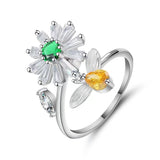 Flower Bee Elegant Adjustable Spinner Ring