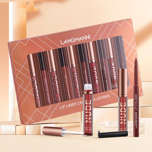 12-Piece Matte Lipstick & Lip Liner Set – Long-Lasting, Moisturizing & Kiss-Proof