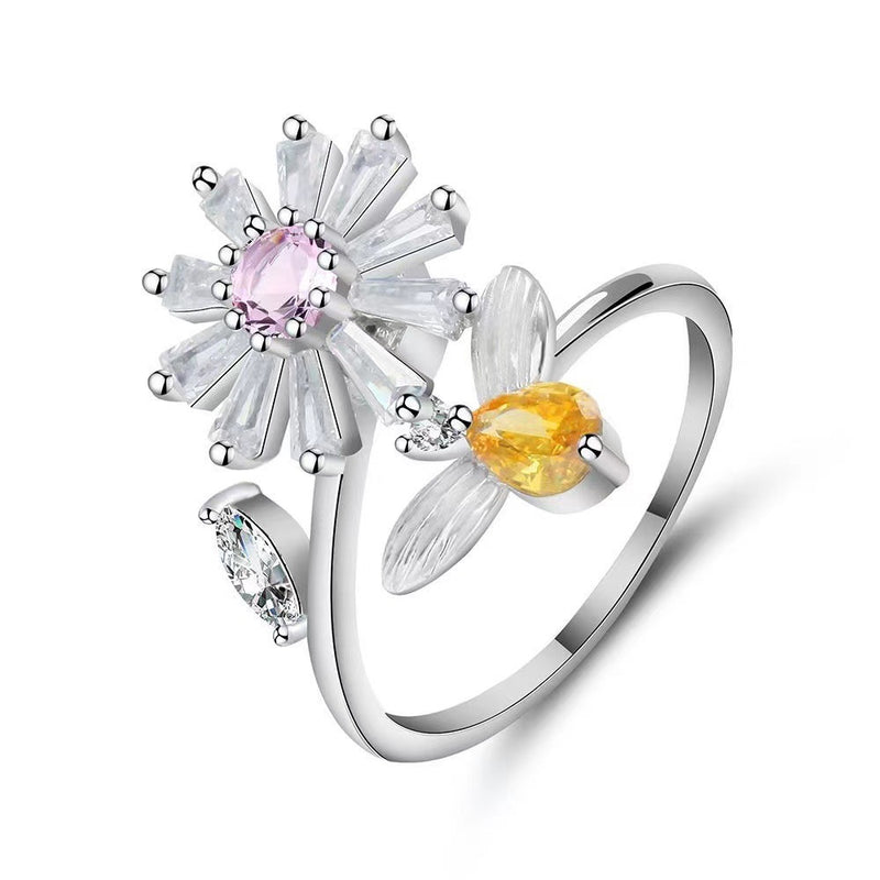 Flower Bee Elegant Adjustable Spinner Ring